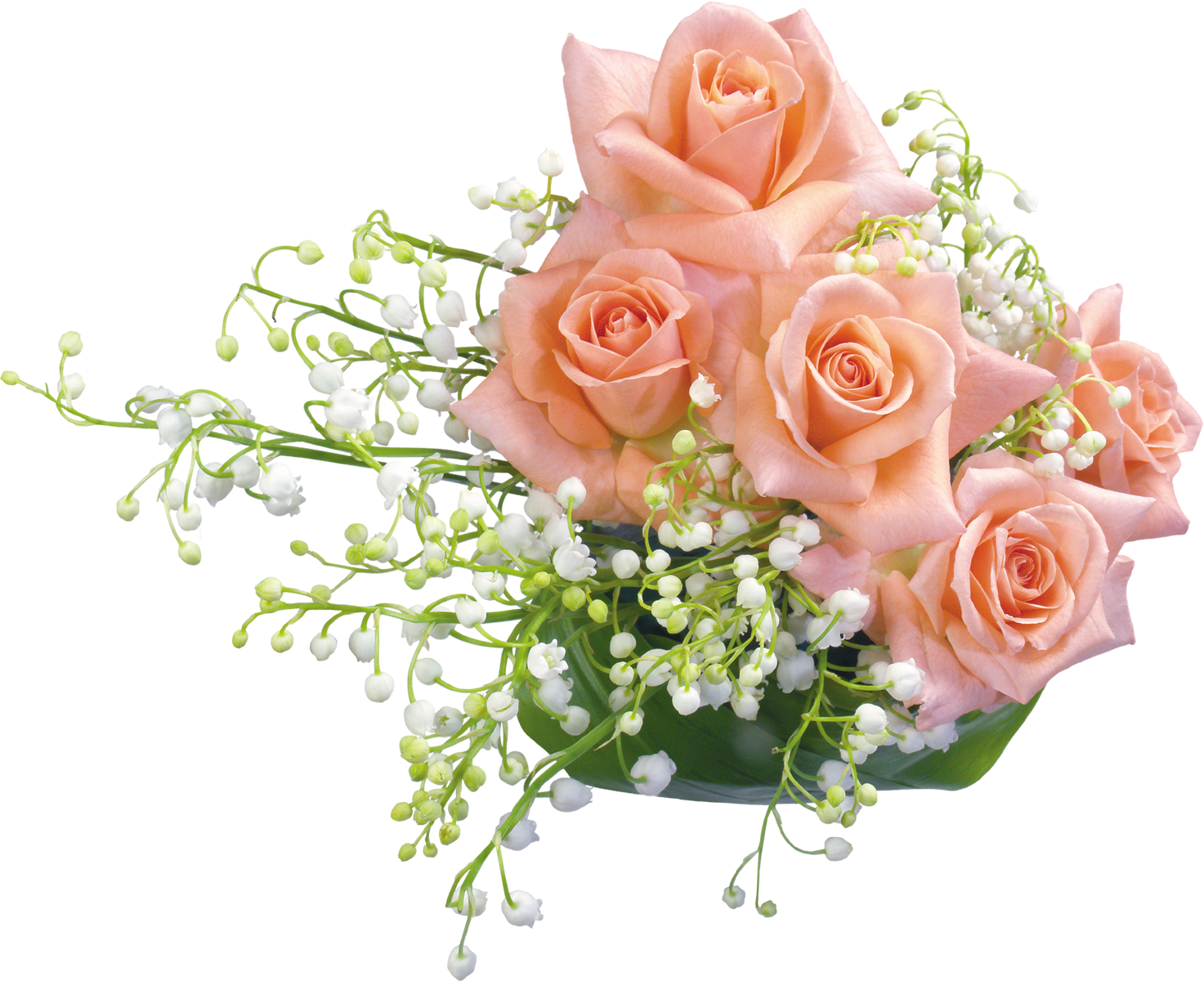 花の写真 フリー素材 花束no 056 ピンクのバラ 鈴蘭