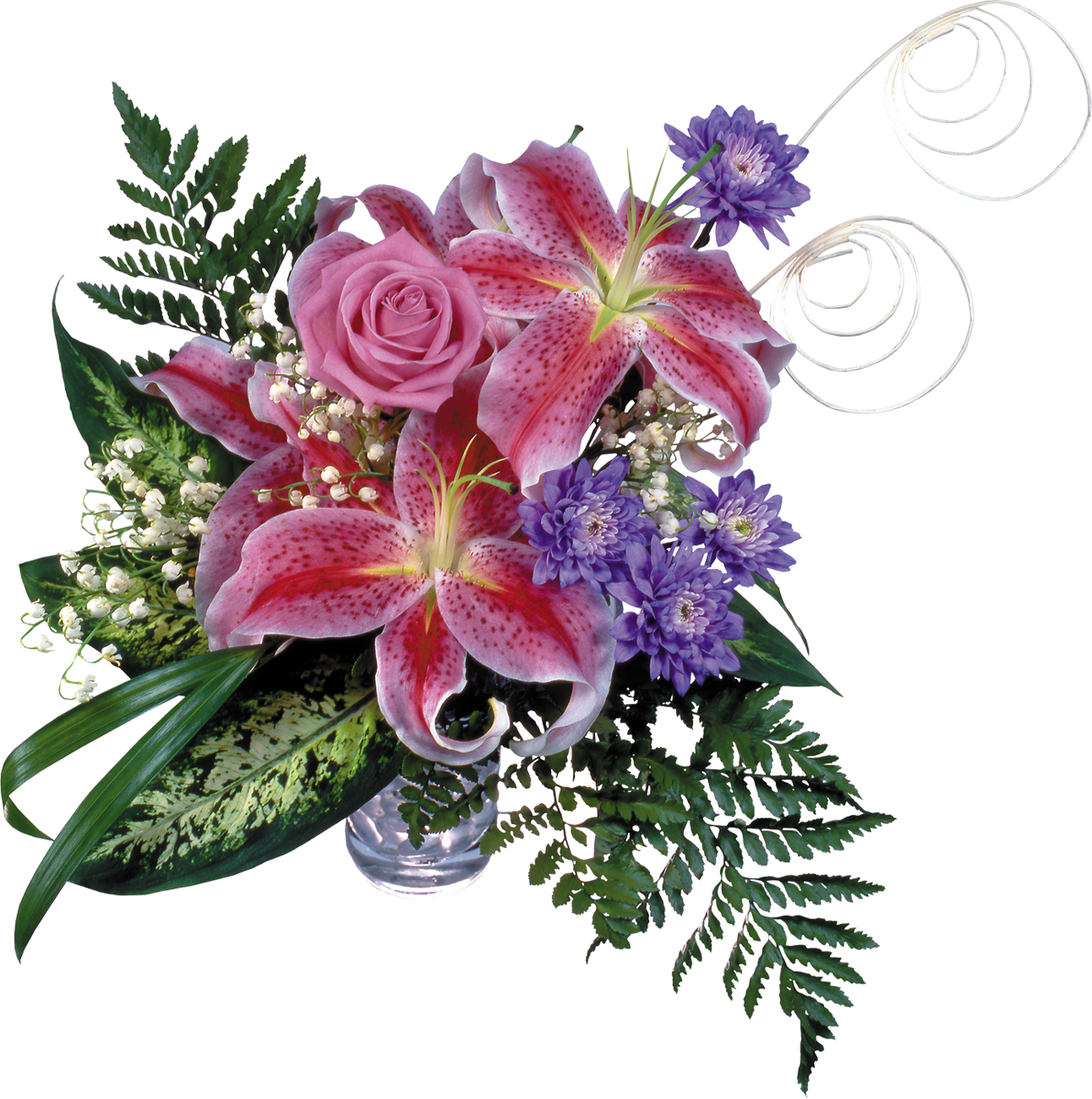 花の写真 フリー素材 花束no 057 ピンク 青 バラ ユリ