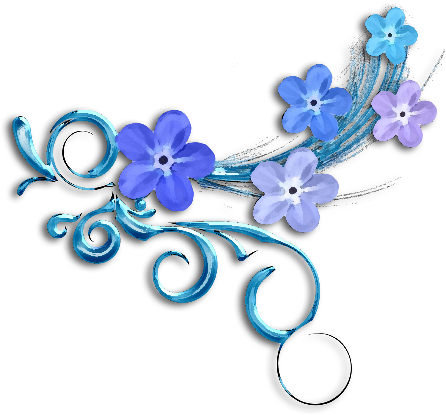 青い花のイラスト フリー素材 No 238 青 水色 模様