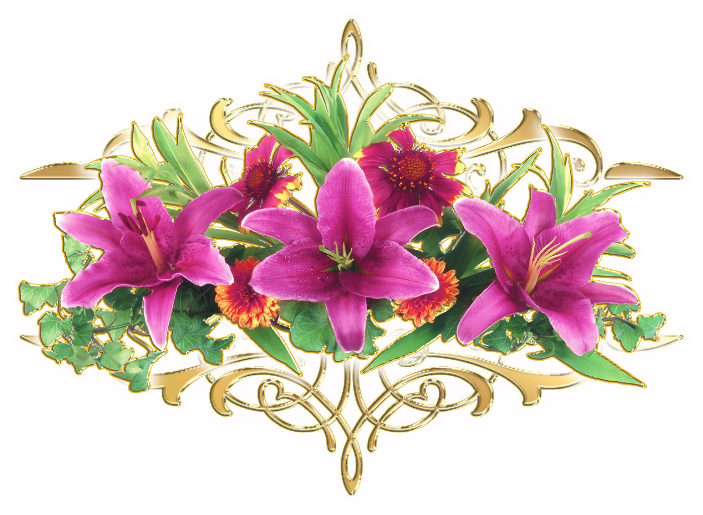 百合 ゆり の花の写真 画像 フリー素材 No 312 紫 ユリ ゴールド 模様