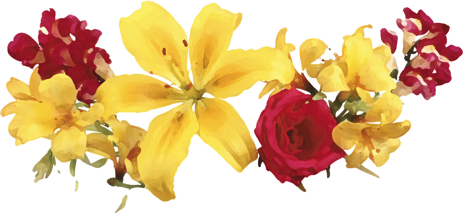 花のイラスト フリー素材 フレーム枠no 175 バラ ユリ 赤黄