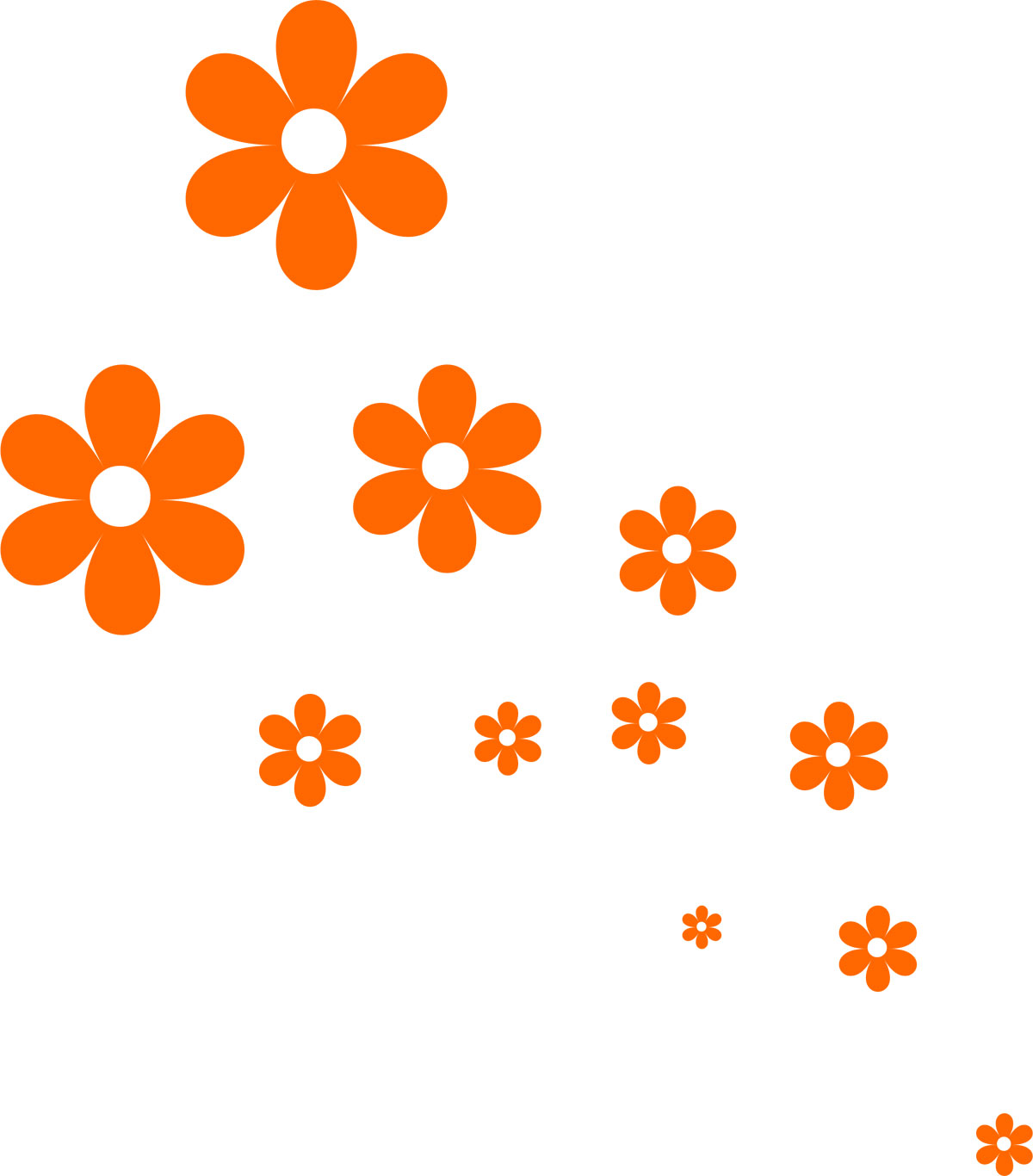 可愛い花のイラスト-オレンジ・大小