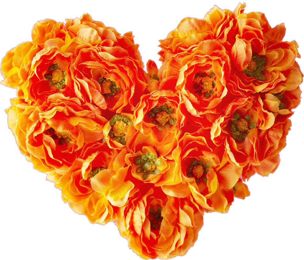 花や葉の写真 画像 フリー素材 花束no 955 オレンジ ハート型