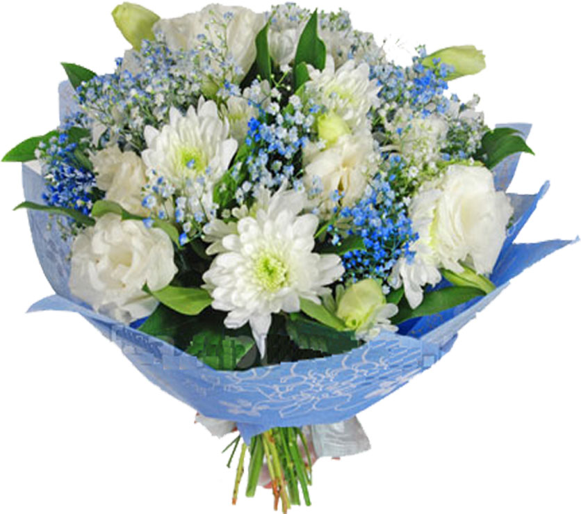 花や葉の写真 画像 フリー素材 花束no 959 花束 白 青