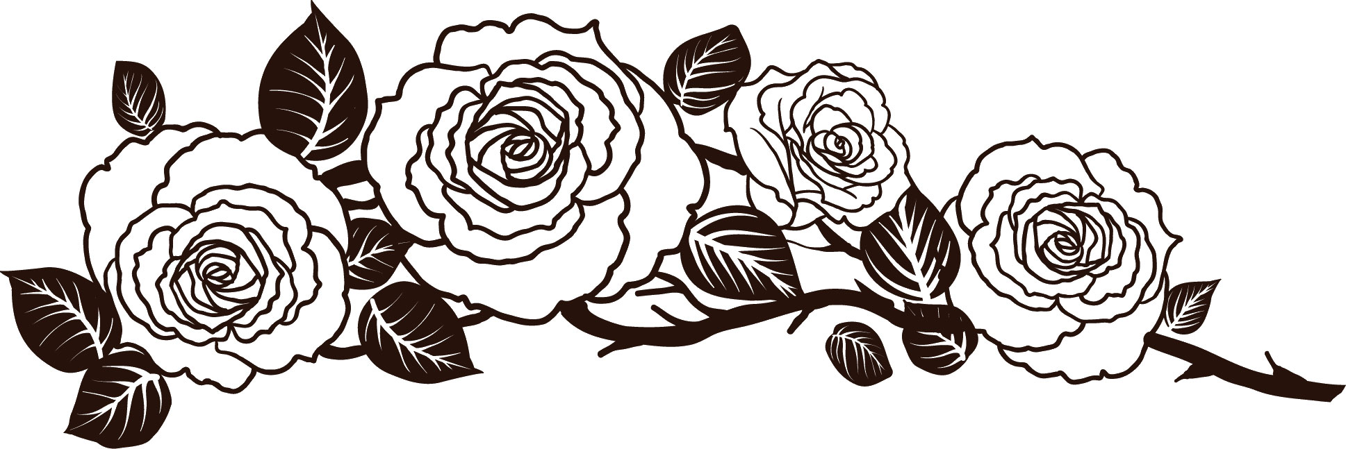 花のイラスト フリー素材 白黒 モノクロno 362 白黒 バラ模様