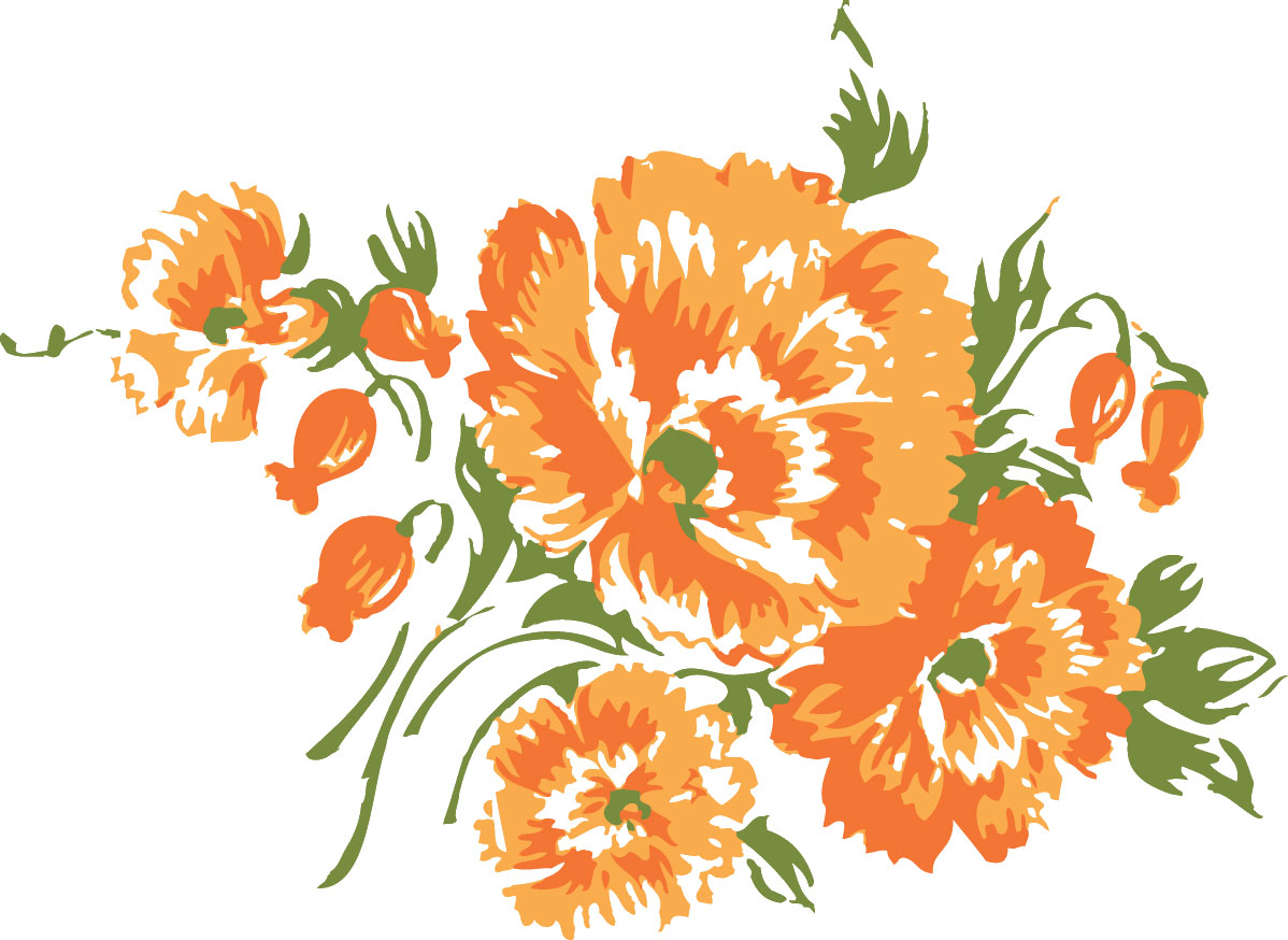 オレンジ色の花のイラスト フリー素材 No 153 オレンジ つぼみ 葉