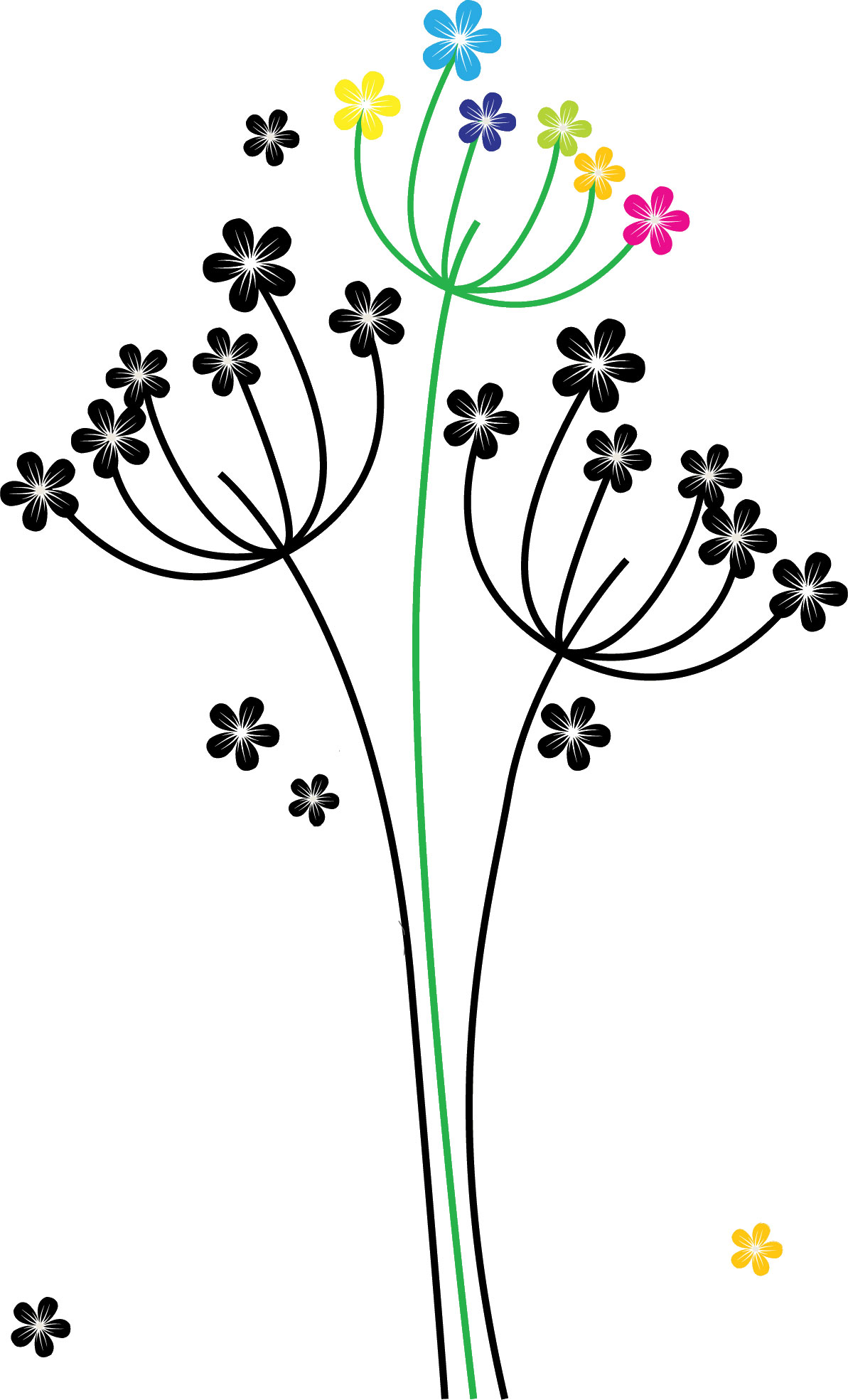 可愛い花のイラスト-カラフル・散り際