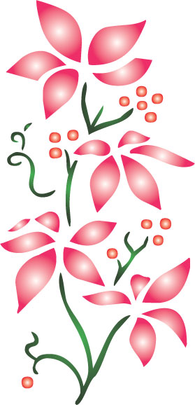 可愛い花のイラスト-赤・緑・茎
