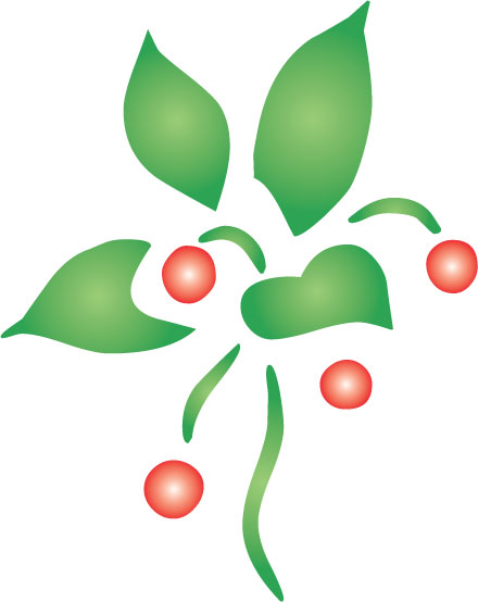 可愛い花のイラスト-赤・緑・茎葉