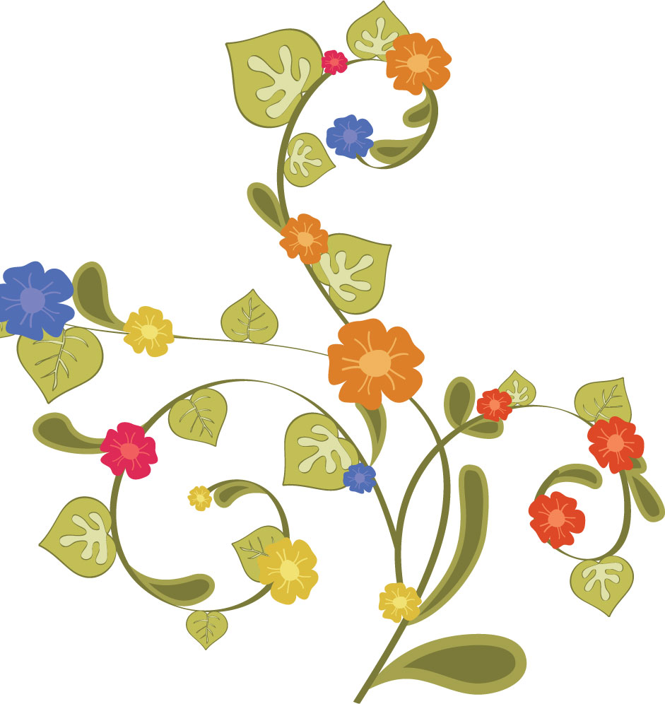 可愛い花のイラスト-カラフル草花