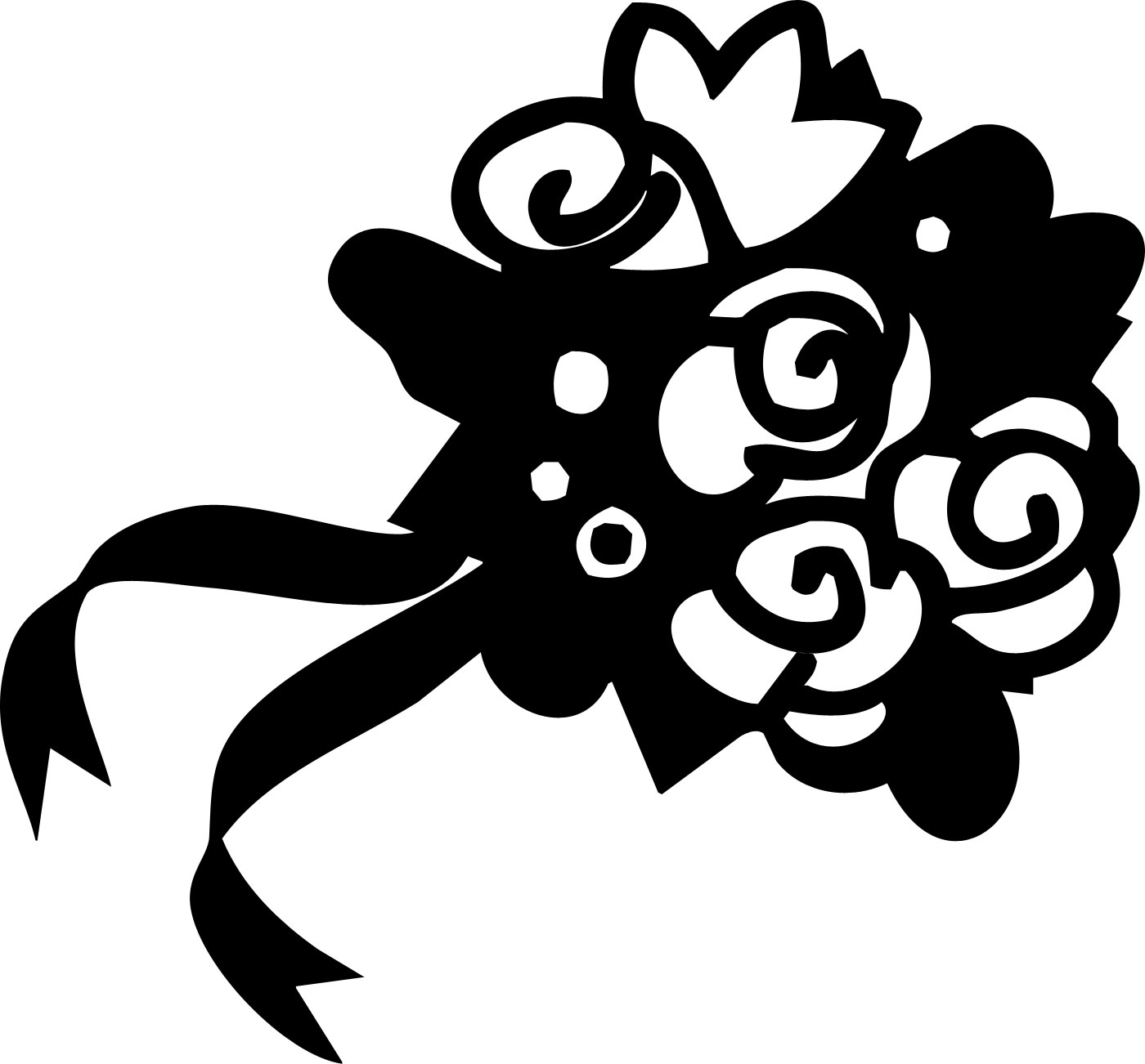 花のイラスト フリー素材 白黒 モノクロno 276 白黒 花束 リボン