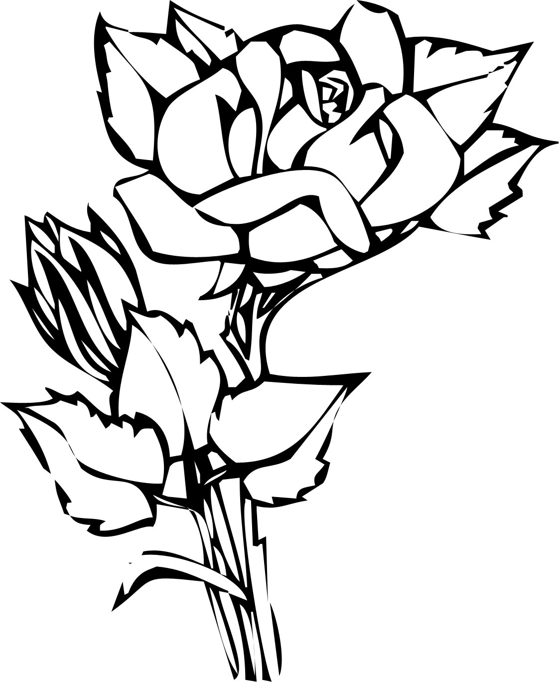 リアルな花のイラスト フリー素材 白黒 モノクロno 2126 白黒 切り絵風
