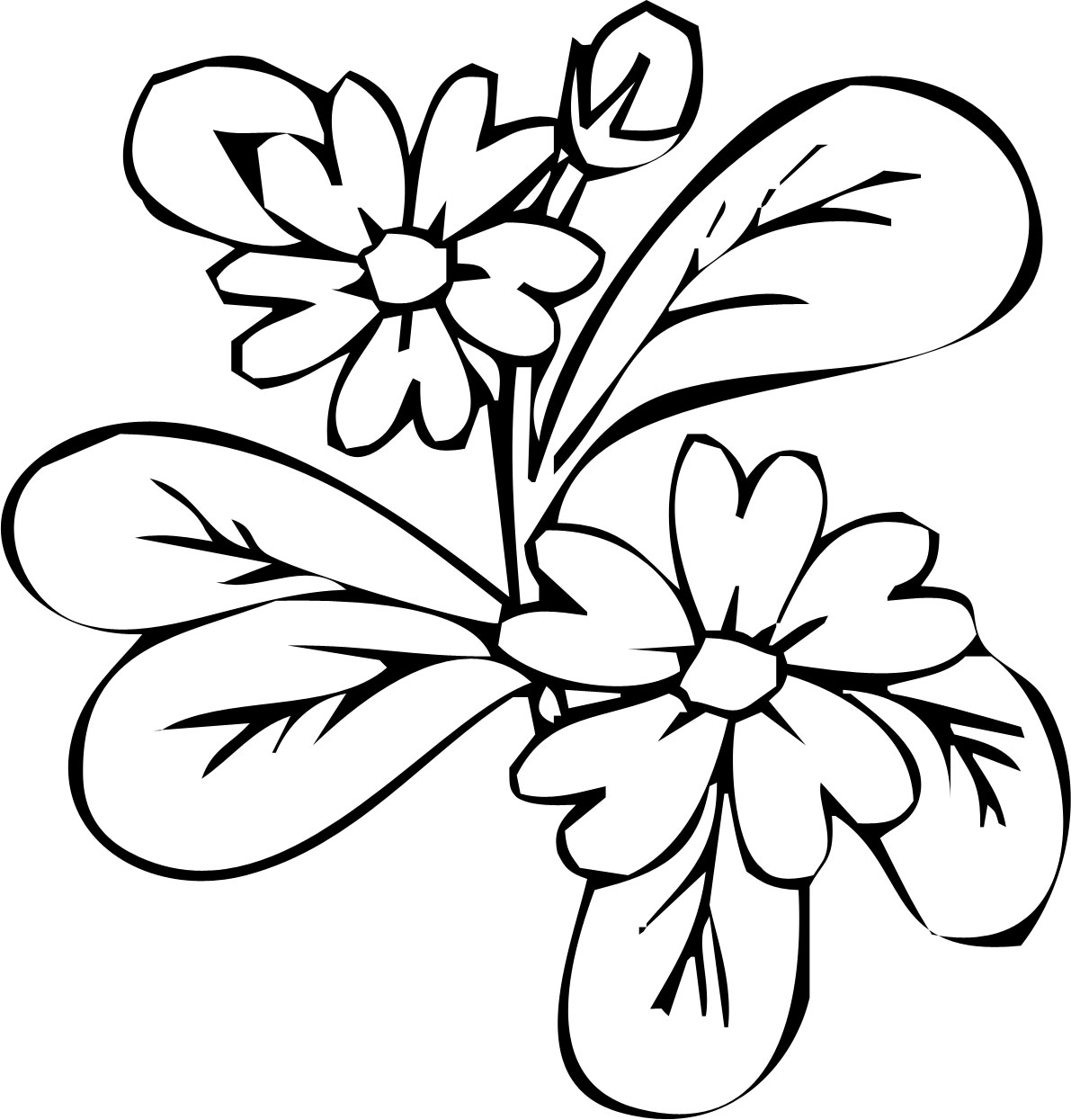 花のイラスト・フリー素材／白黒・モノクロNo.137『白黒・切り絵風』