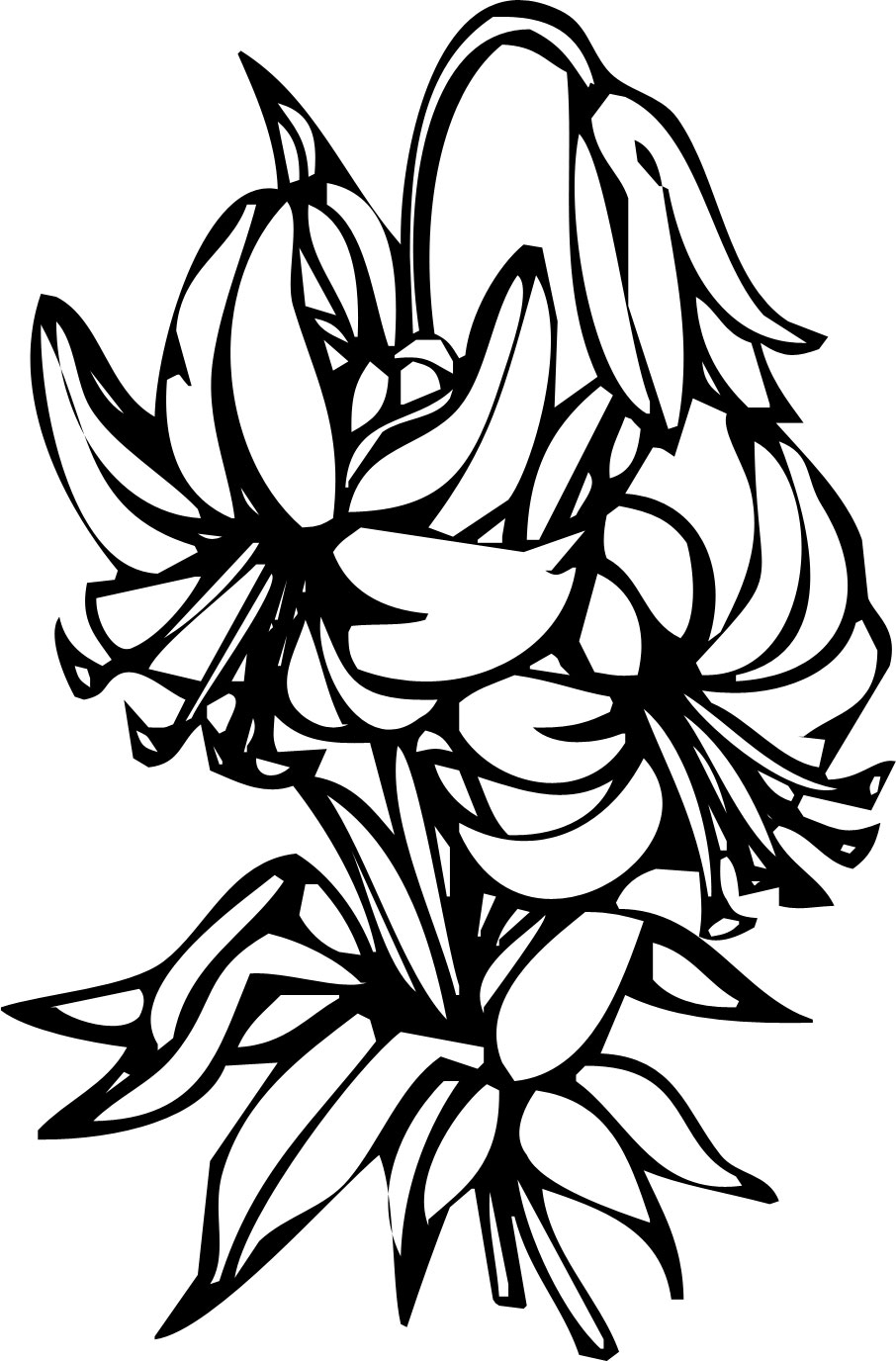 花のイラスト フリー素材 白黒 モノクロno 139 白黒 ユリ 百合