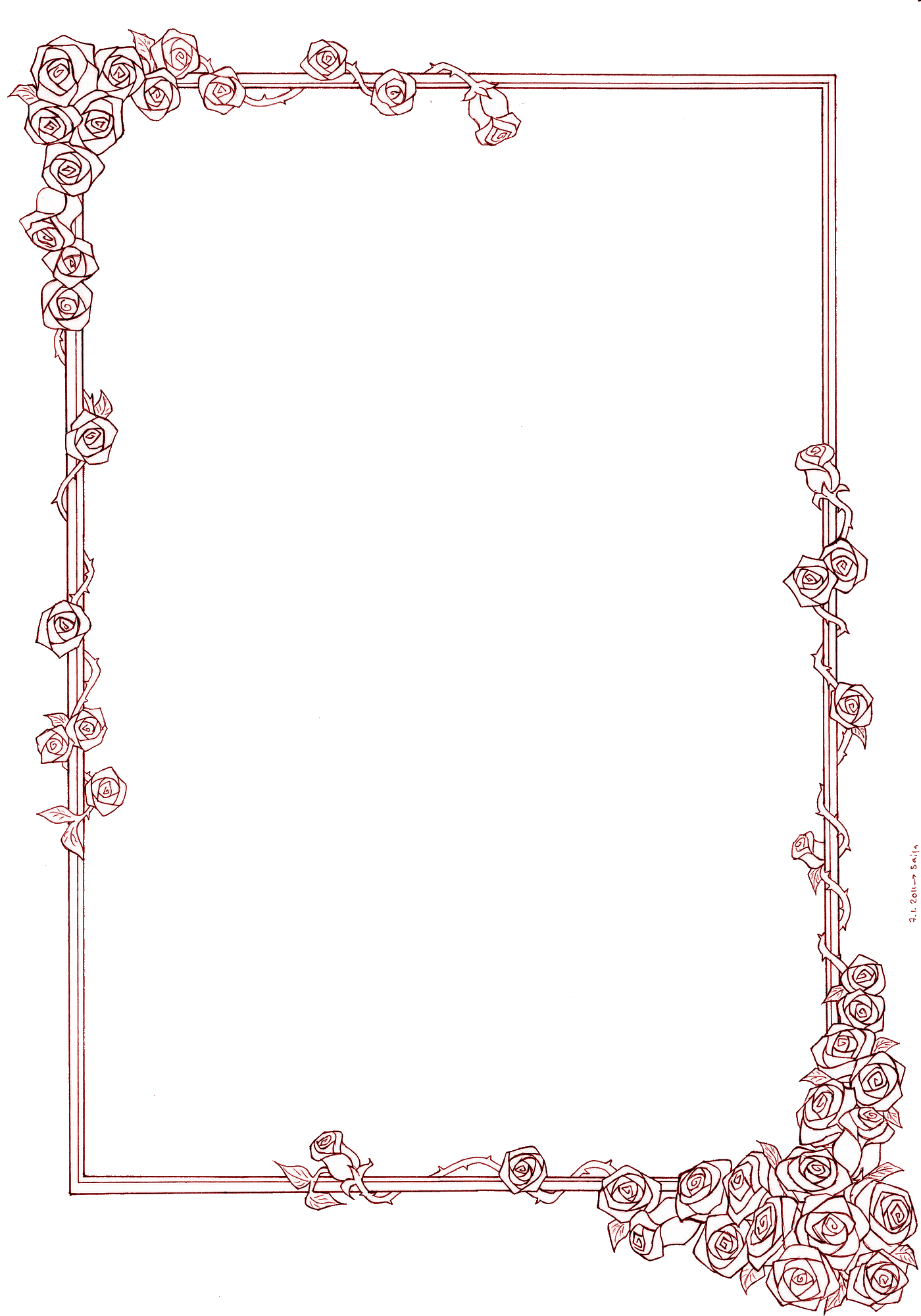 花のイラスト フリー素材 フレーム枠no 630 紫 バラ 蔦