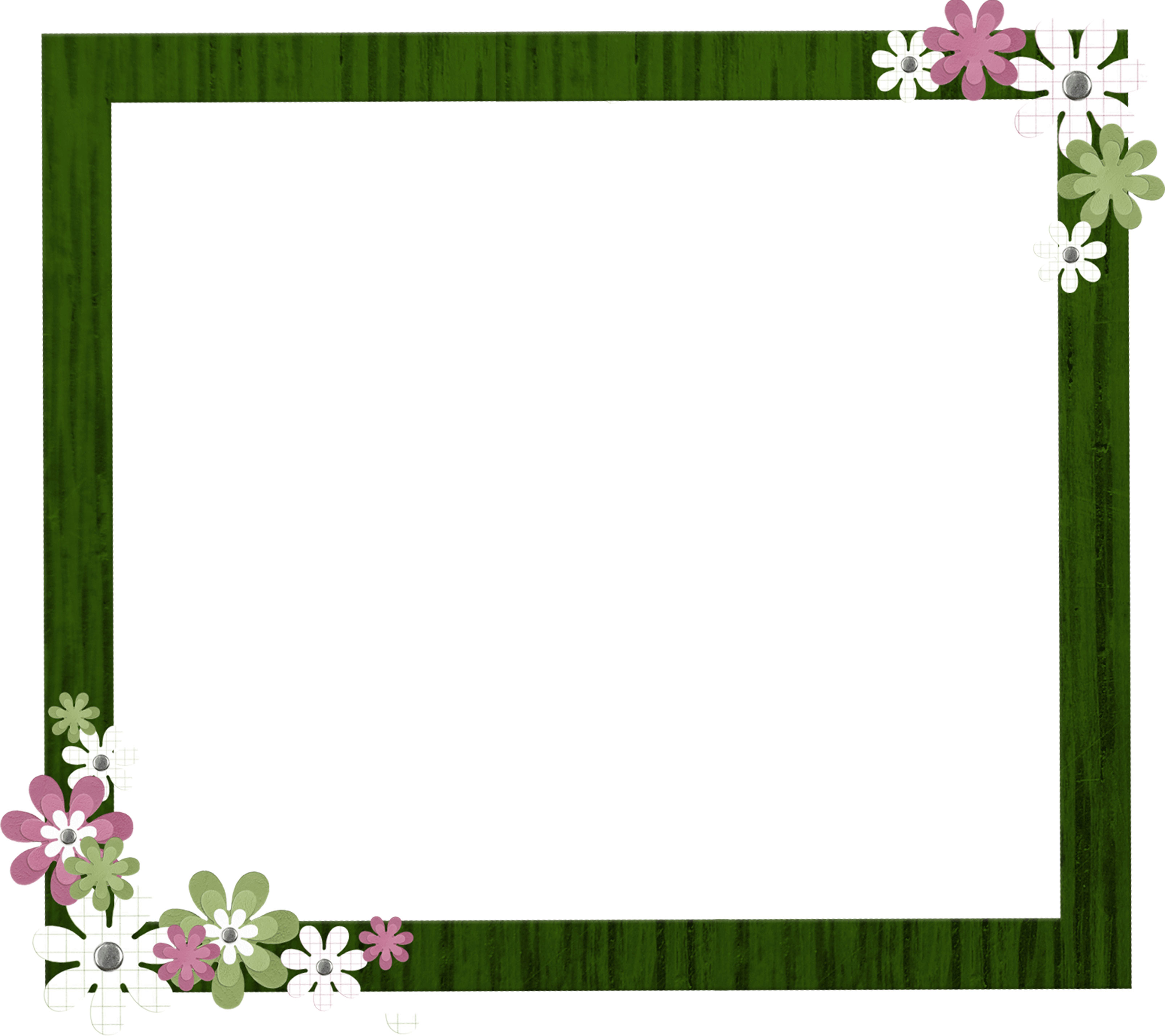 花のイラスト フリー素材 フレーム枠no 275 緑の木目 額縁