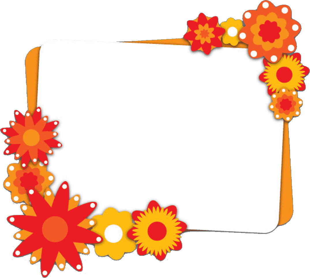 花のイラスト フリー素材 フレーム枠no 2 赤黄橙 タイトルボード