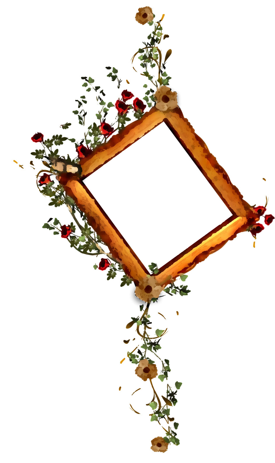 花のイラスト フリー素材 フレーム枠no 643 額縁 赤茶 茎葉