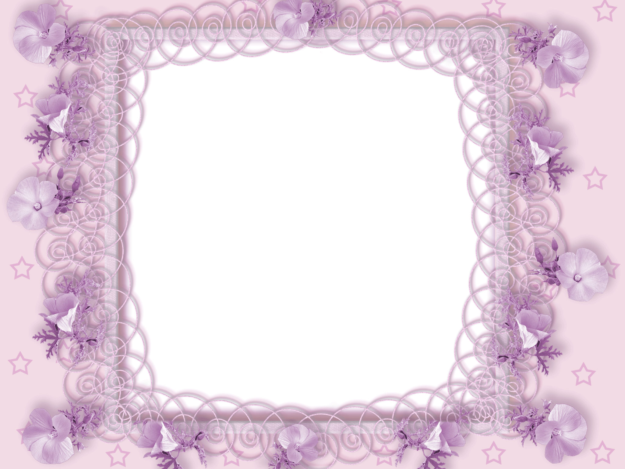 花のイラスト フリー素材 フレーム枠no 697 薄紫 四角窓 星