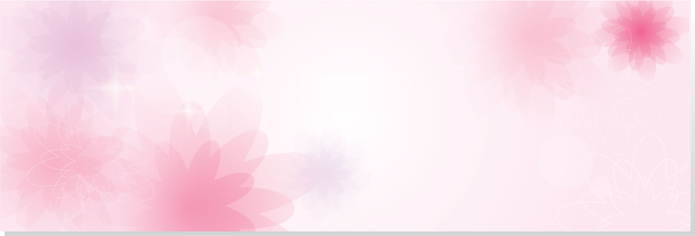花や葉のイラスト フリー素材 バナー タイトル枠no 023 淡いピンク