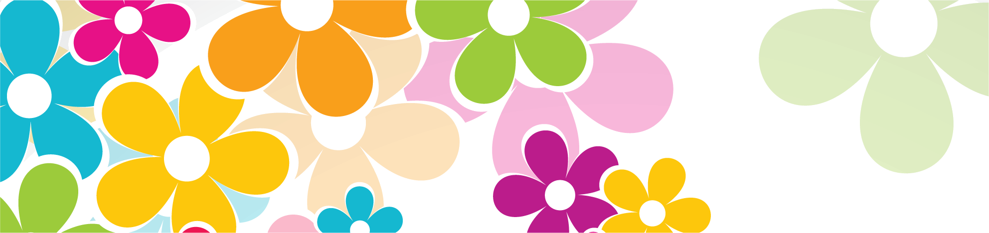 花や葉のイラスト フリー素材 バナー タイトル枠no 045 カラフルフラワー３
