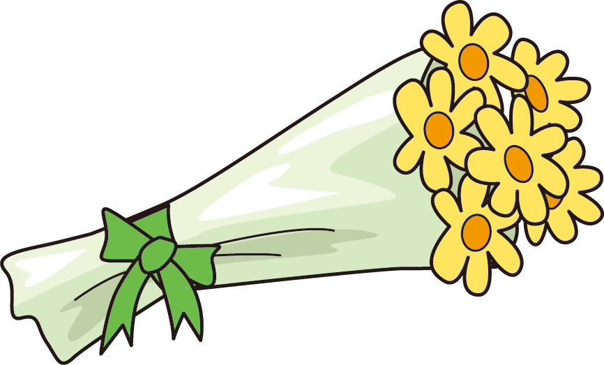 花束のイラスト 画像no 006 ポップな花束 黄色 無料のフリー素材集 百花繚乱