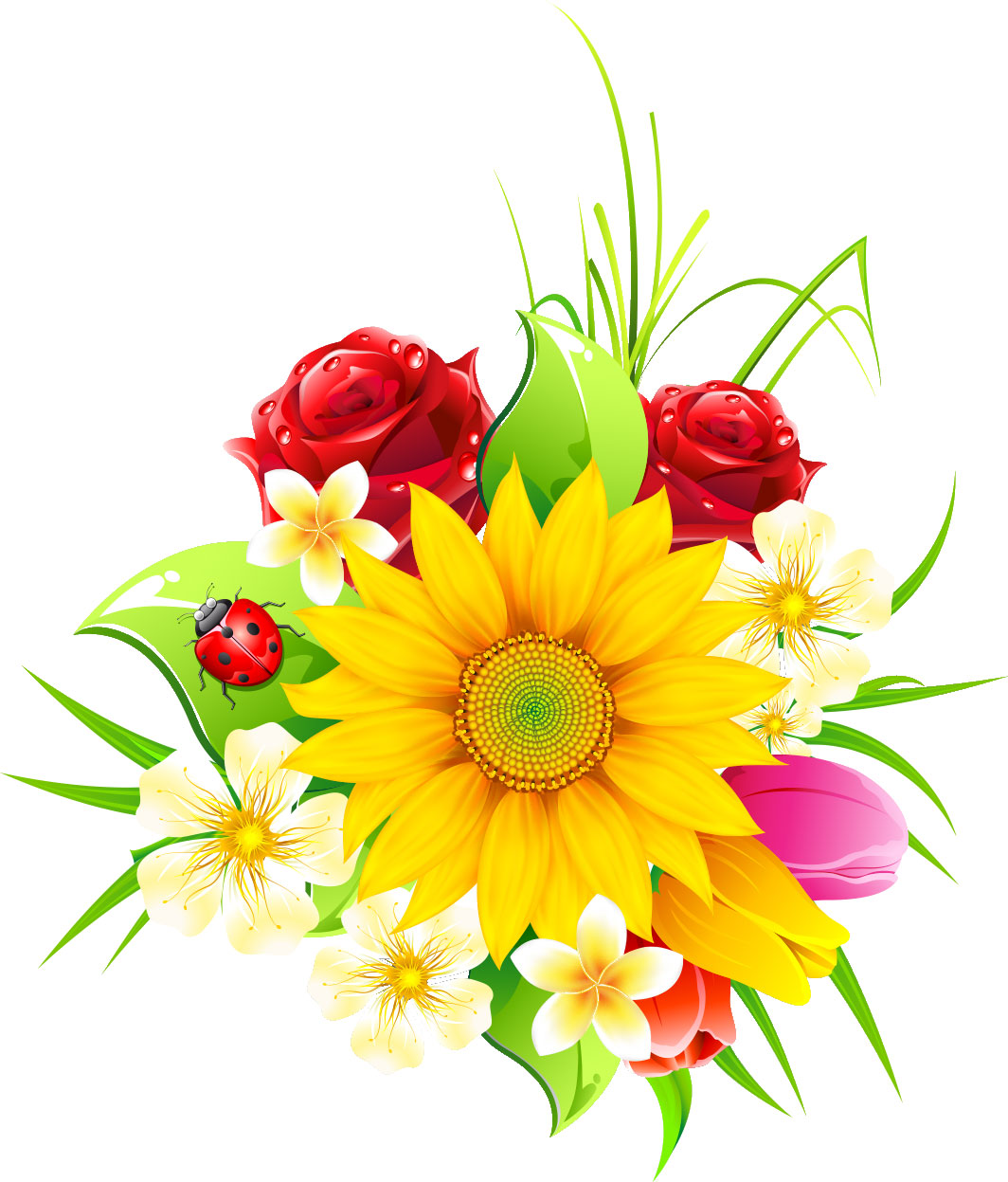 画像サンプル-色々な花の束・リアル