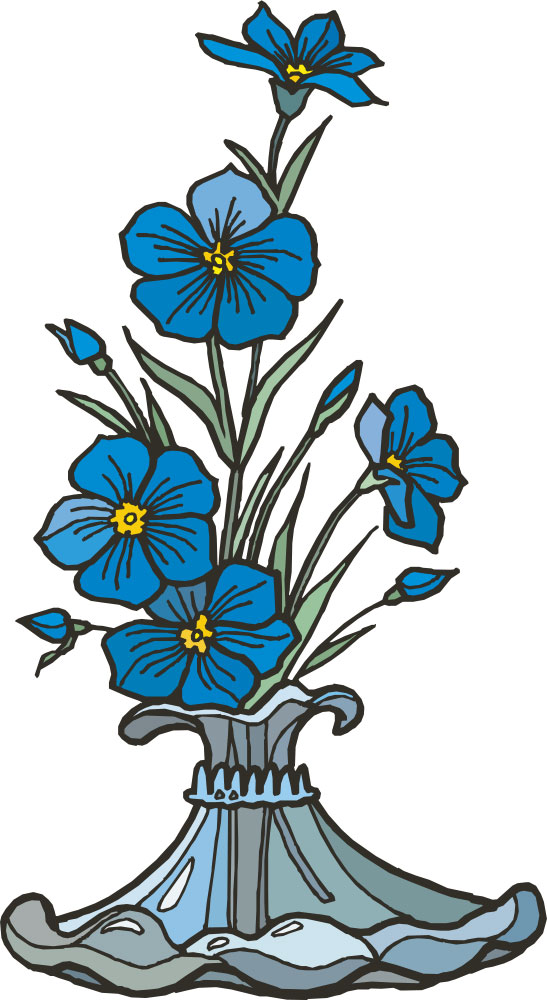 花束のイラスト 画像no 022 手書き風 花瓶 青色 無料のフリー素材集 百花繚乱