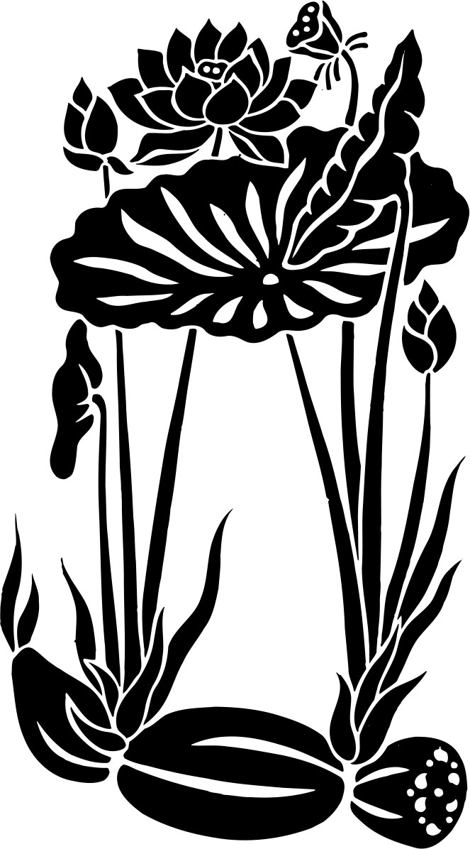 白黒 蓮 の 花 イラスト