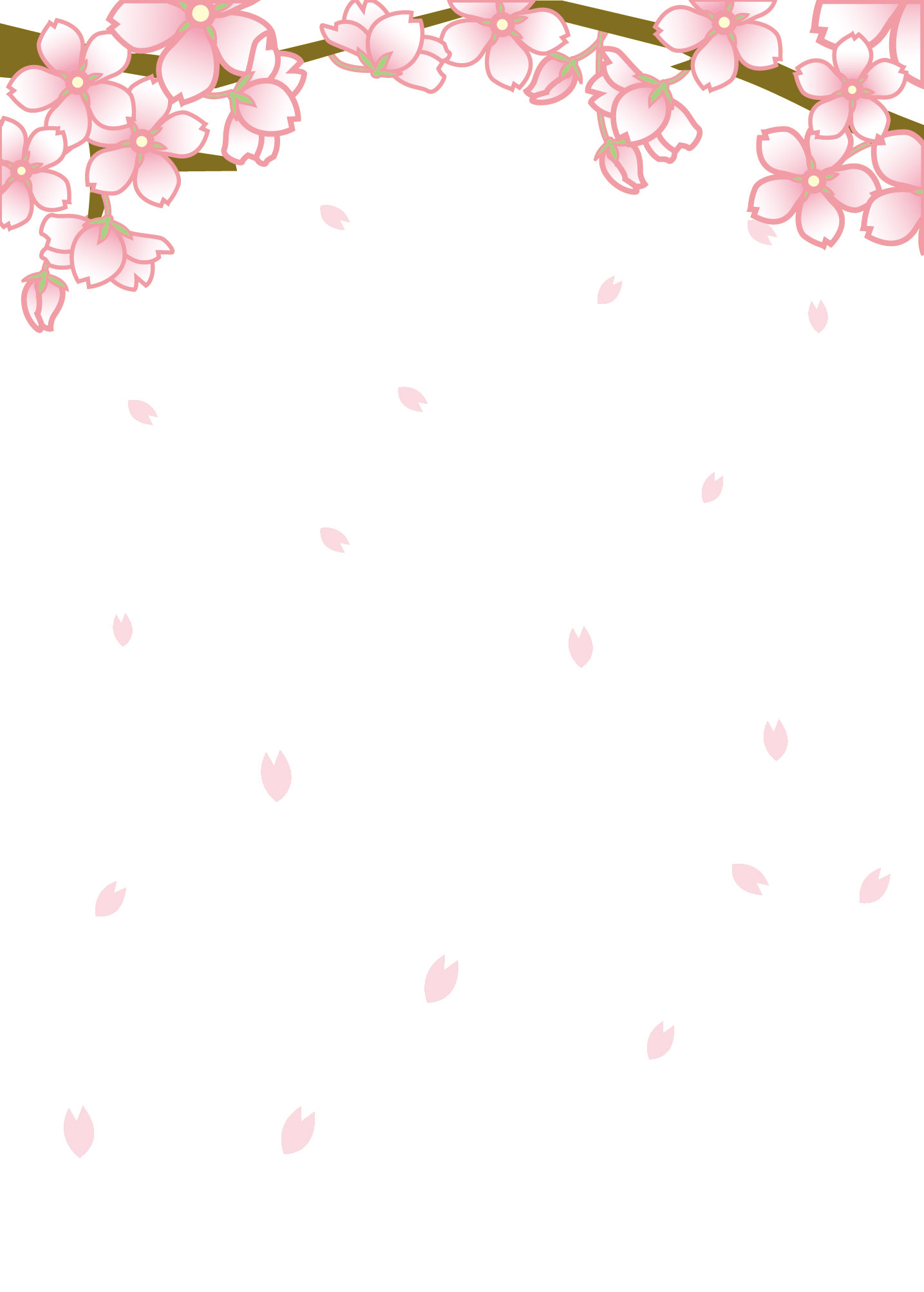 さくら 桜 のイラスト 画像no 014 舞い散る桜 壁紙にも 無料のフリー素材集 百花繚乱