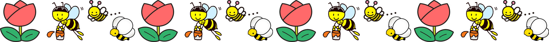 画像サンプル-壁紙：横線-チューリップと蜂