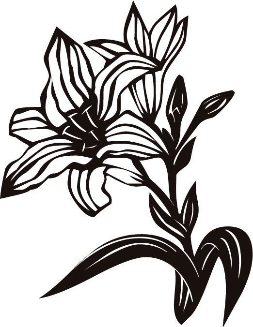 ユリのイラスト 画像no 005 白黒のユリ 切り絵風 無料のフリー素材集 百花繚乱