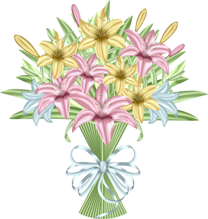 画像サンプル-カラフルなユリの花束