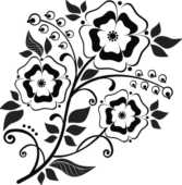 白黒 モノクロの花のイラスト４ 無料のフリー素材集 百花繚乱