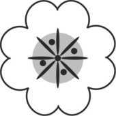 白黒 モノクロの花のイラスト 花一輪 無料のフリー素材集 百花繚乱