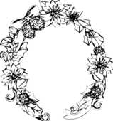 白黒の花のイラスト フレーム 外枠 無料のフリー素材集 百花繚乱
