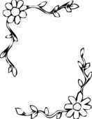 白黒 モノクロの花のイラスト フレーム枠 無料のフリー素材集 百花繚乱