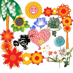 画像：バラエティ豊かな花のイラスト