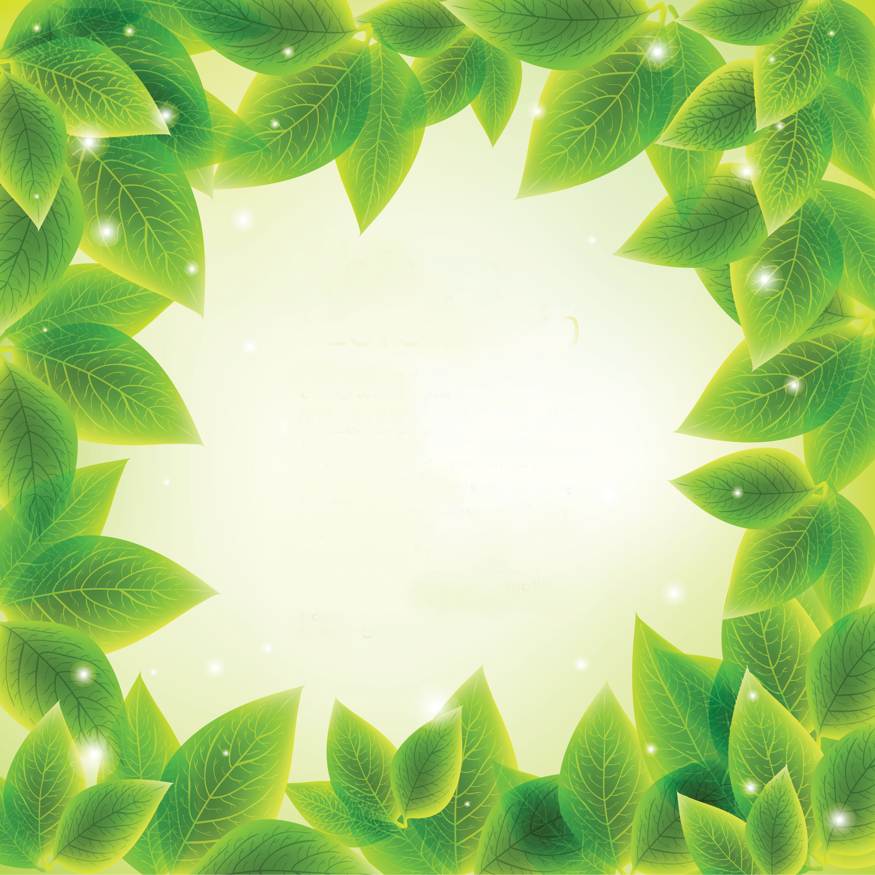 葉っぱや草木のイラスト 壁紙 背景no 036 夏の緑 光彩 淡い色