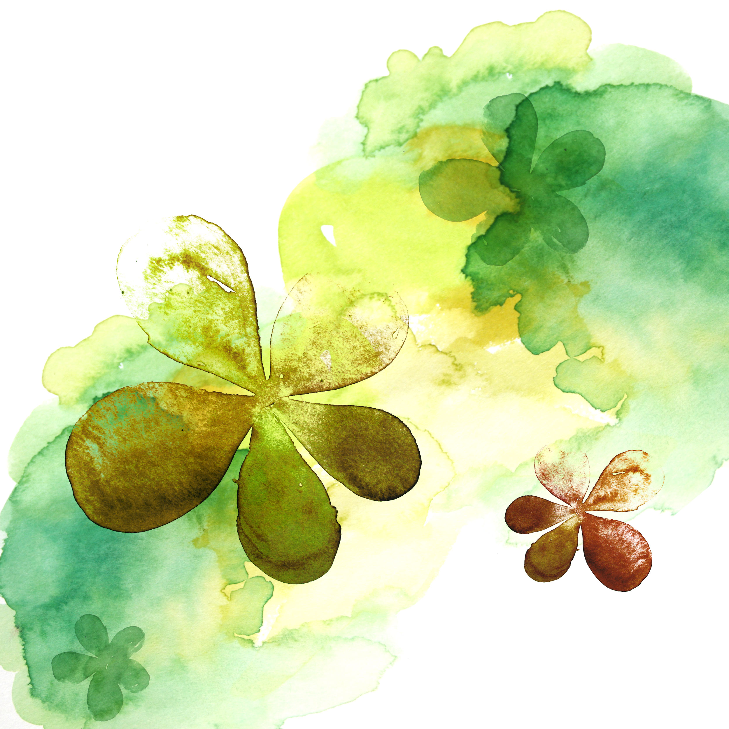 葉っぱや草木のイラスト 壁紙 背景no 095 黄緑 水彩画 絵の具