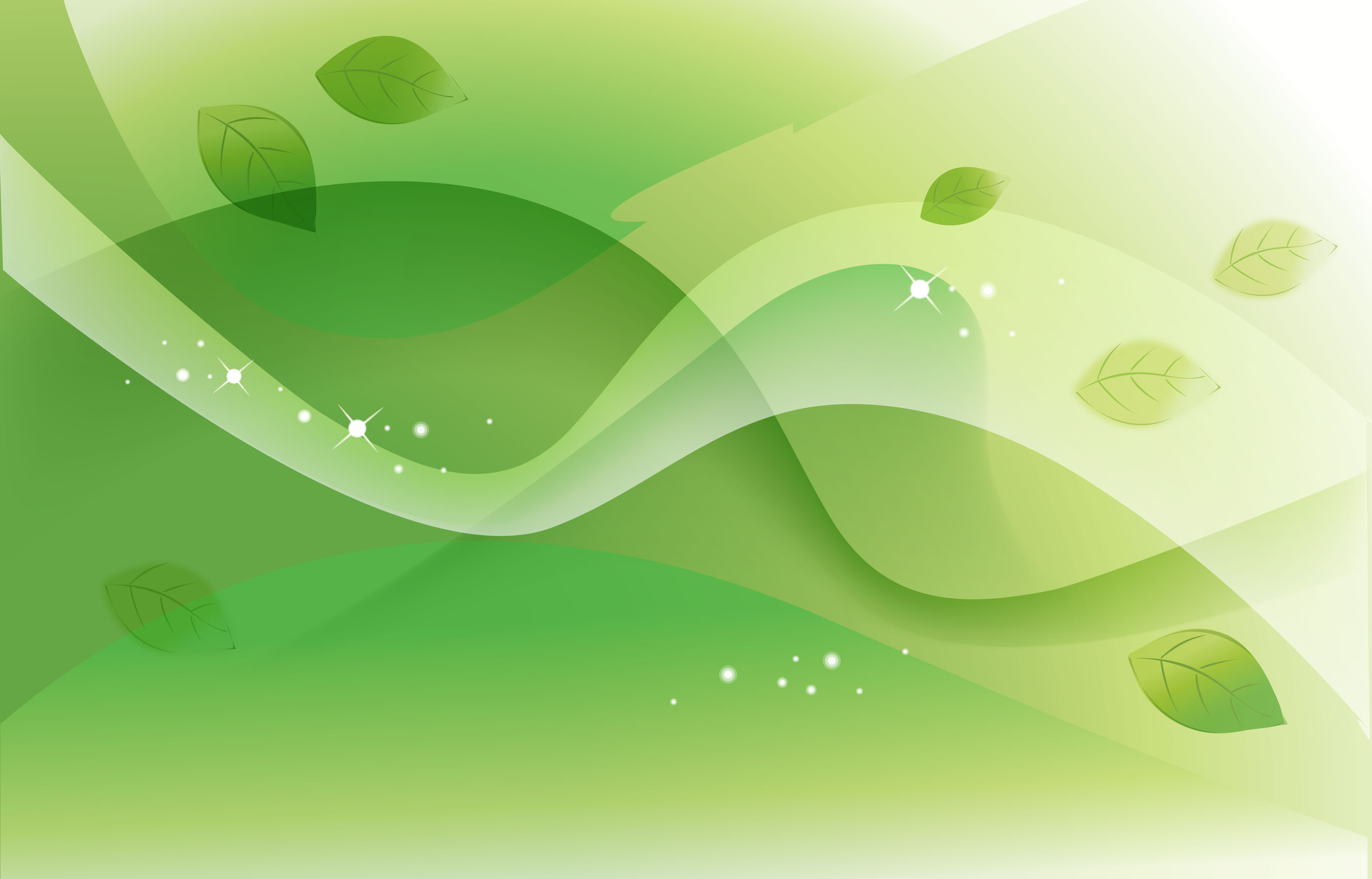 葉っぱや草木のイラスト 壁紙 背景no 100 緑 曲線 淡い色 光彩