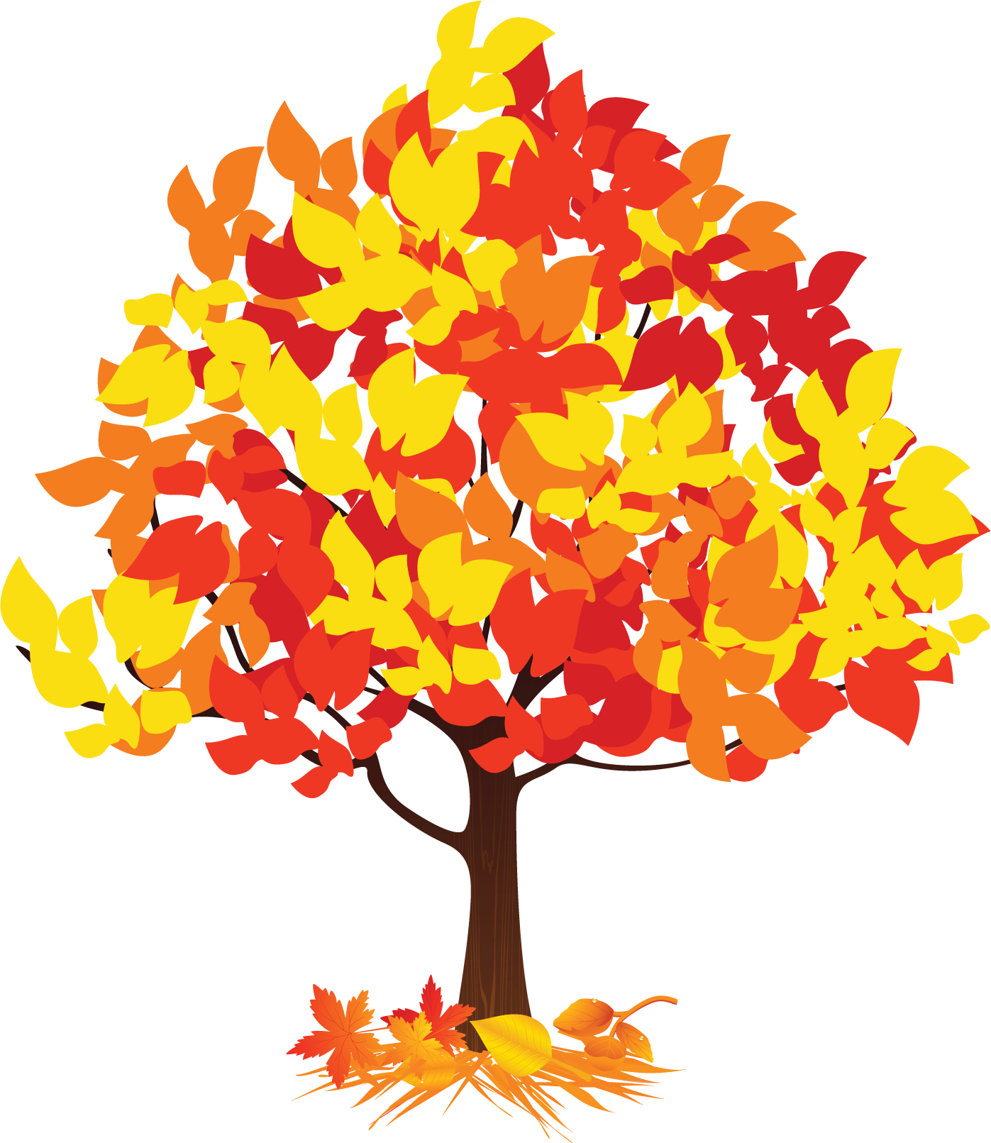 葉っぱや草木のイラスト 画像 フリー素材 No 5 樹木 茶や黄の葉