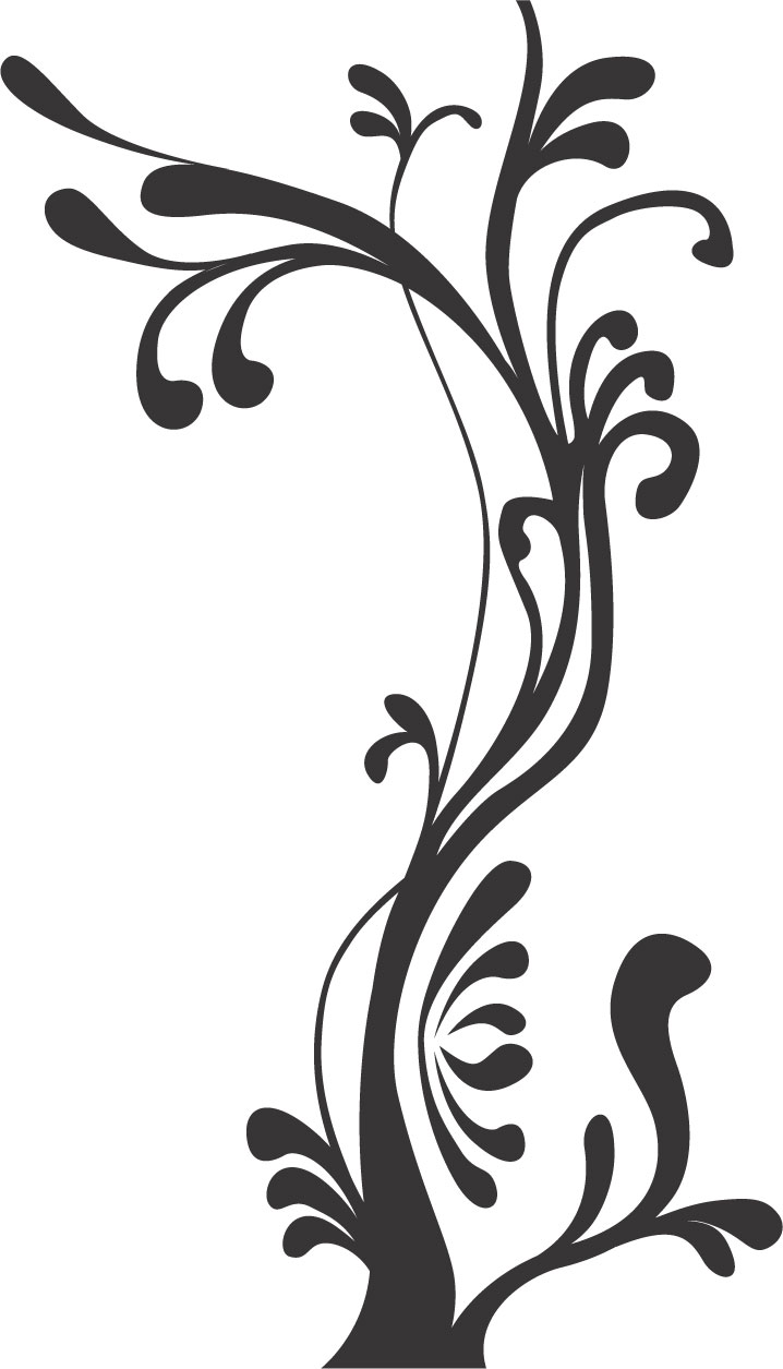 葉のライン線イラスト-白黒・樹木イメージ
