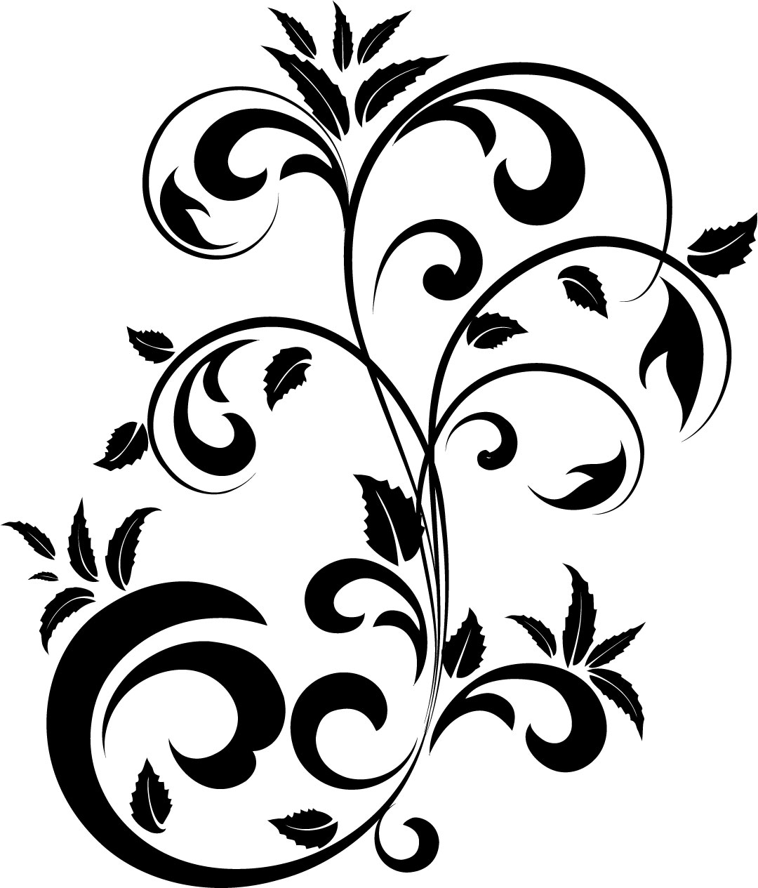 葉っぱや草木のイラスト 画像 フリー素材 白黒no 693 白黒 茎葉 つる３
