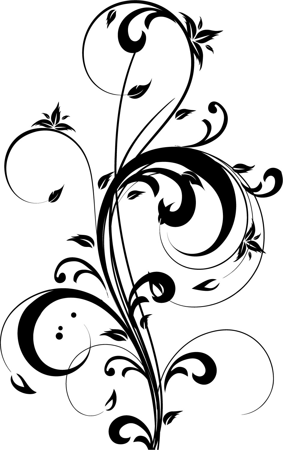 葉っぱの見本画像-白黒・茎葉・つる１５