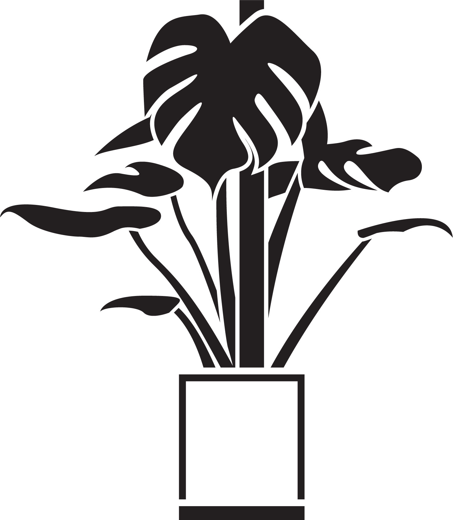 葉っぱや草木のイラスト 画像 フリー素材 白黒no 429 白黒 鉢植え 葉
