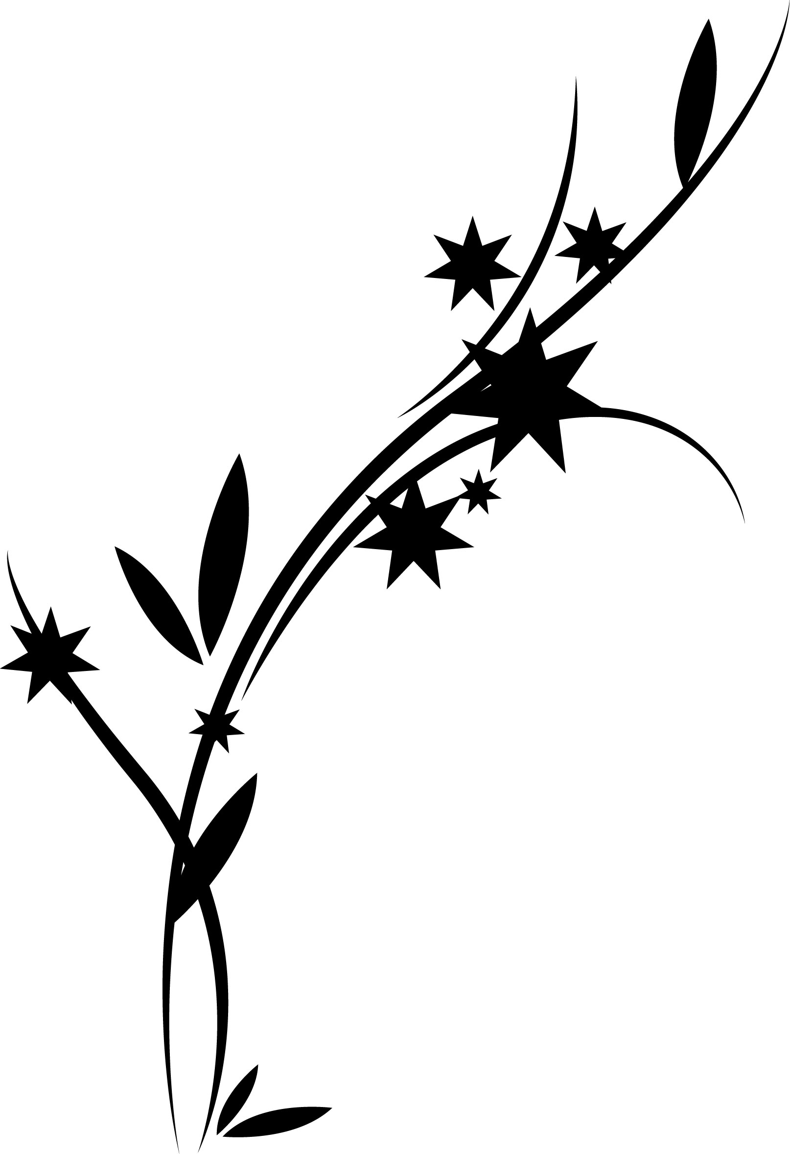 葉っぱの見本画像-白黒・葉・星