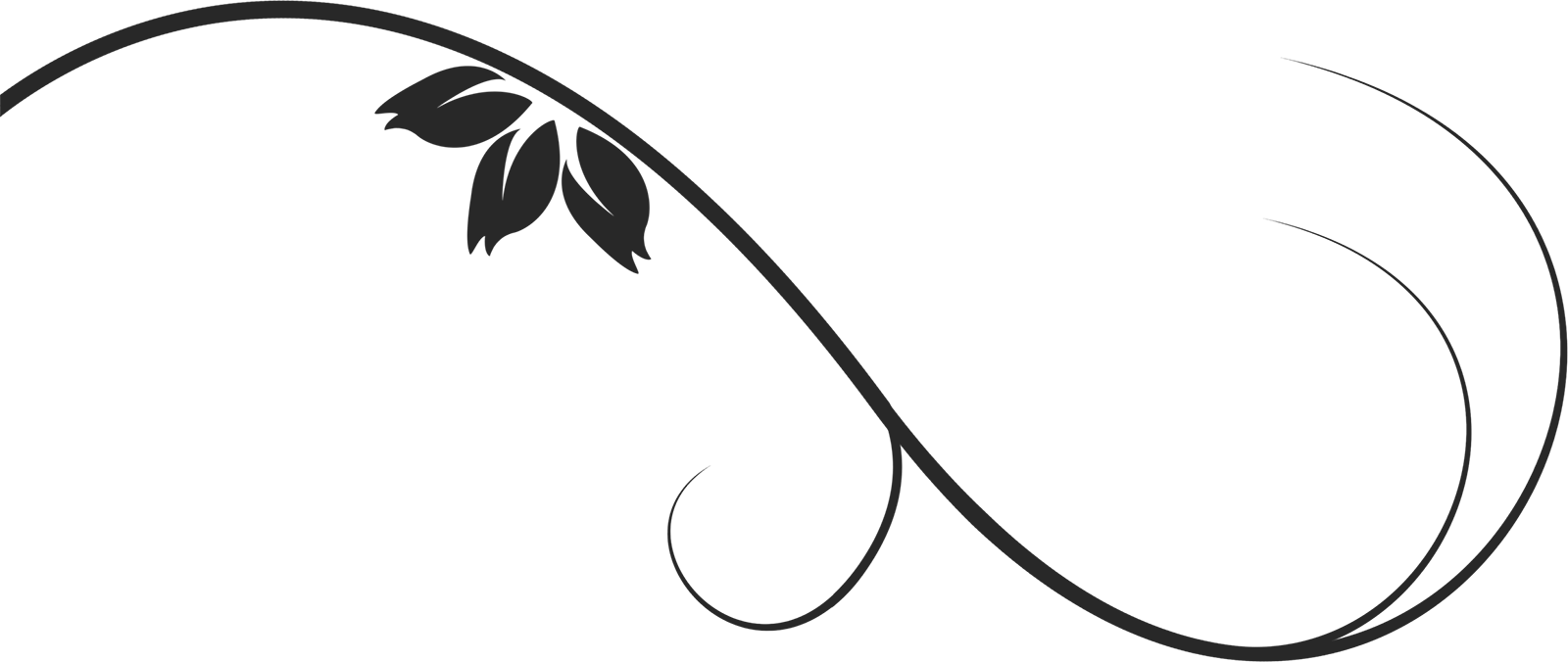 葉っぱ 草木のイラスト フリー素材 フレーム枠no 109 白黒 茎葉 カーブ
