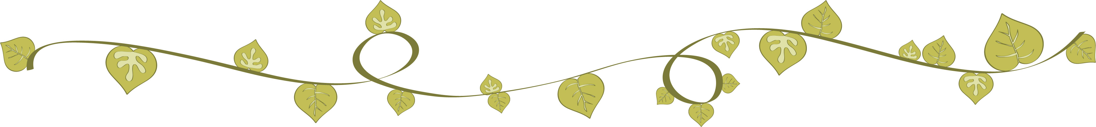 葉のライン線イラスト-茎葉・つる